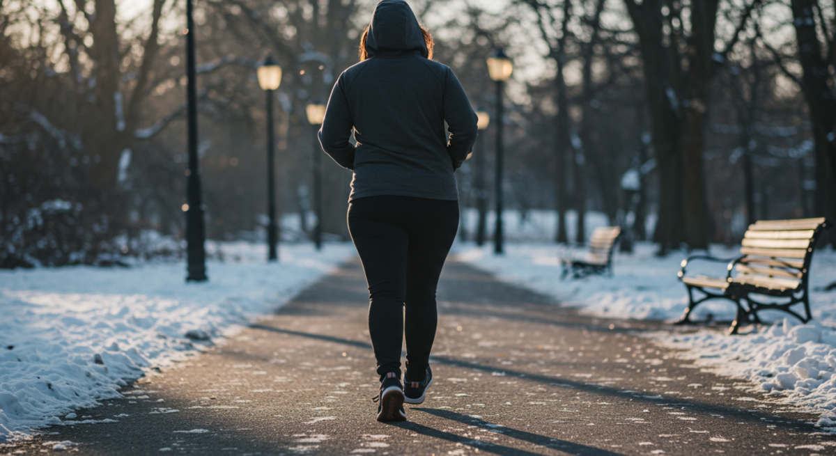 Personne marchant dans la neige en hiver pour perdre du poids